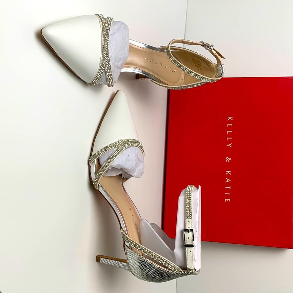 Kelly & Katie Zadie Heels Sz 8.5 Silver/White